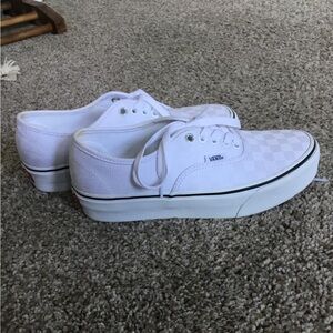 Vans Authentic Platform White Tonal Checkerboard | Color: White | Size: 8